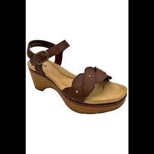 Clarks Collection Leather Heeled Sandals Seannah Way Tan Leather - Medium